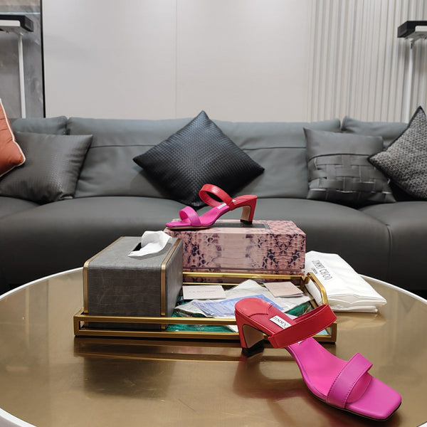 Jimmy 25 Kyda Nappa Sandals 55MM Fuchsia and Pink Leather 240108