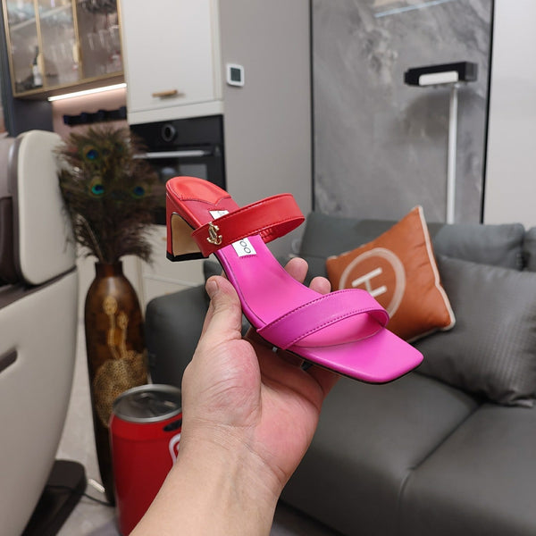 Jimmy 25 Kyda Nappa Sandals 55MM Fuchsia and Pink Leather 240108