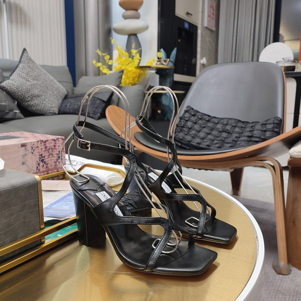 Jimmy 25 Azie Colorblock Sandal 11CM Black Calfskin 240109