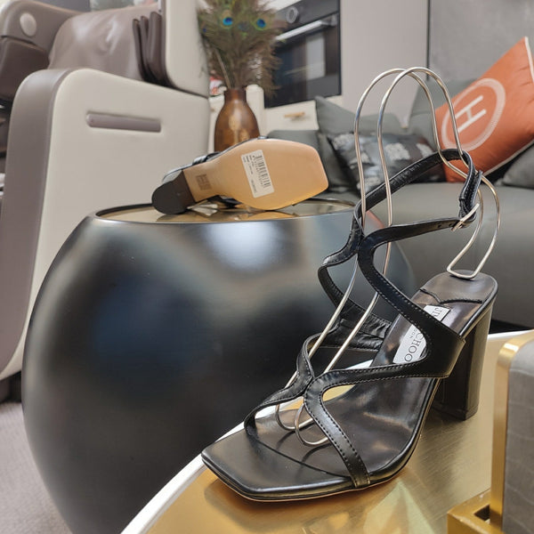 Jimmy 25 Azie Colorblock Sandal 11CM Black Calfskin 240109