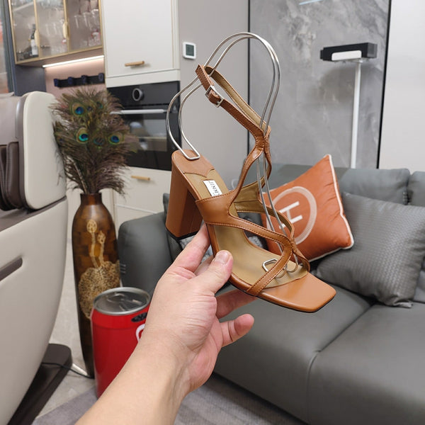 Jimmy 25 Azie Colorblock Sandal 11CM Brown Calfskin 240110