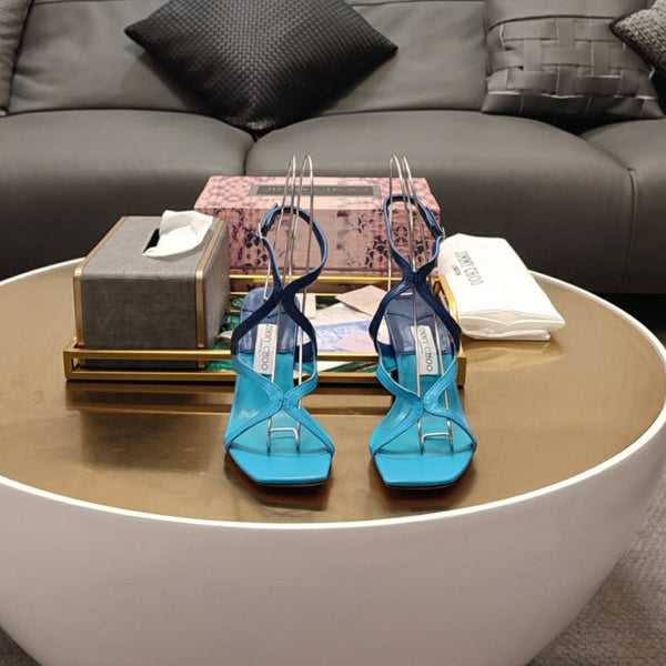 Jimmy 25 Azie Colorblock Sandal 11CM NCS Blue Calfskin 240111