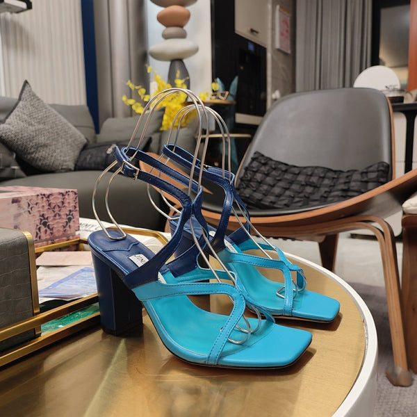 Jimmy 25 Azie Colorblock Sandal 11CM NCS Blue Calfskin 240111