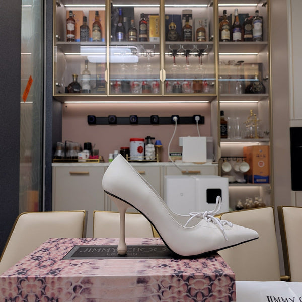 Jimmy 25 Pump High Heels White Cowhide 240004