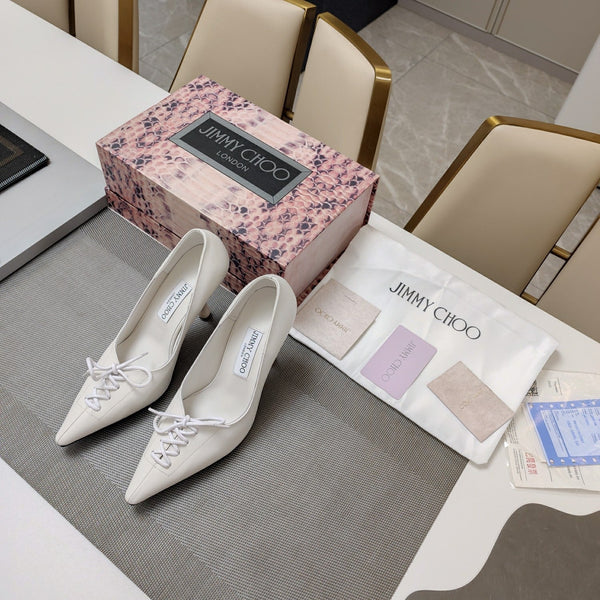 Jimmy 25 Pump High Heels White Cowhide 240004