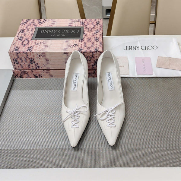Jimmy 25 Pump High Heels White Cowhide 240004