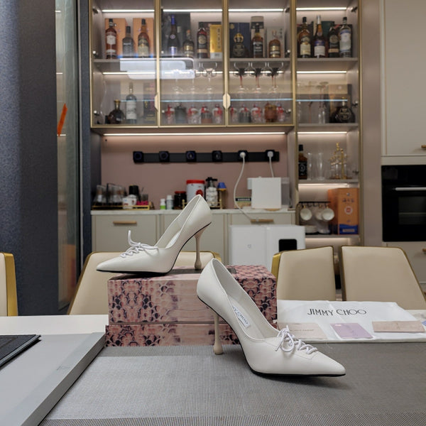 Jimmy 25 Pump High Heels White Cowhide 240004