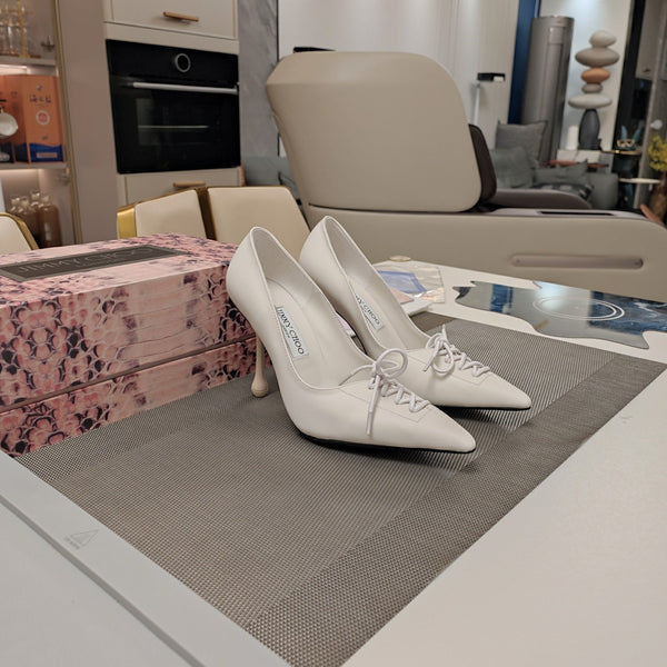 Jimmy 25 Pump High Heels White Cowhide 240004