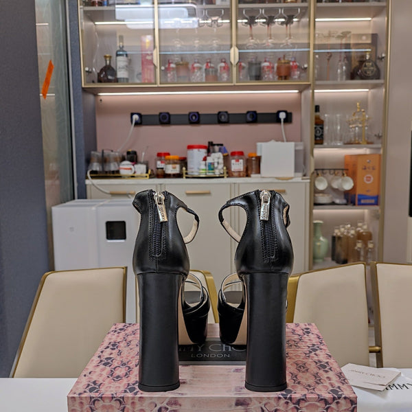 Jimmy 25 Platform Sandal Heels Black Nappa Cowhide 240009