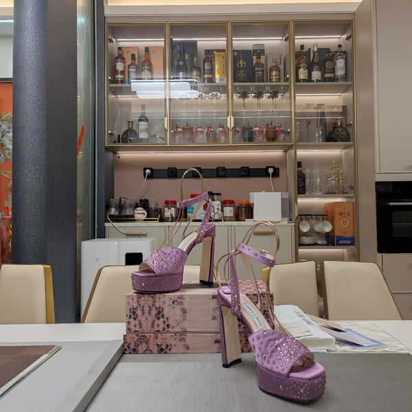 Jimmy 25 Platform Sandal Heels Lilac Purple Silk Satin 240011