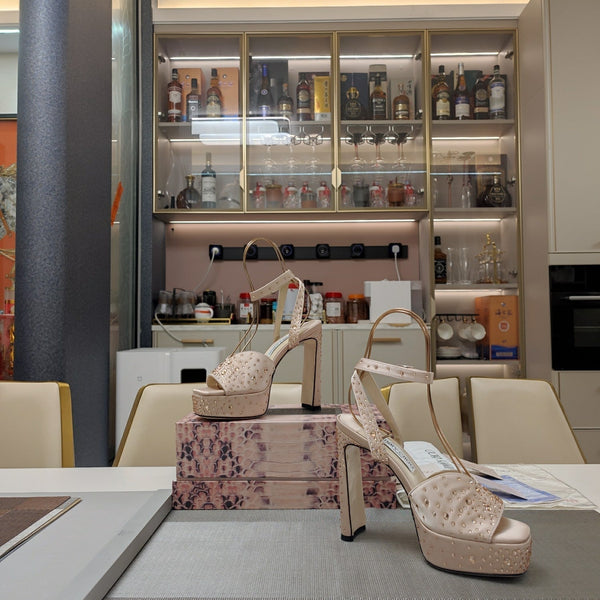 Jimmy 25 Platform Sandal Heels Lady Pink Silk Satin 240012