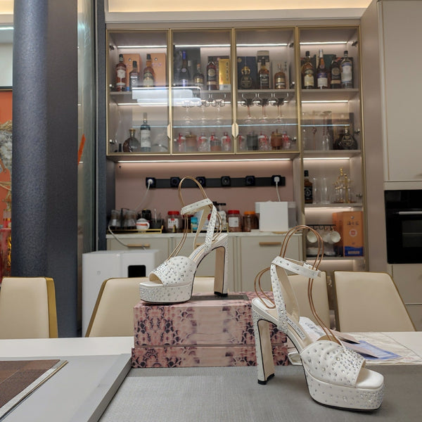 Jimmy 25 Platform Sandal Heels White Silk Satin 240013