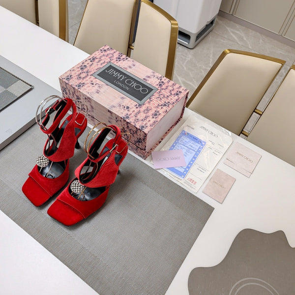 Jimmy 25 Orb 100 Sandal Ruby Red Velvet 240020