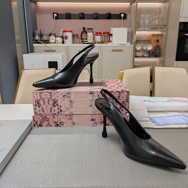 Jimmy 25 Slingback Pump Heels Black Nappa Leather 240025
