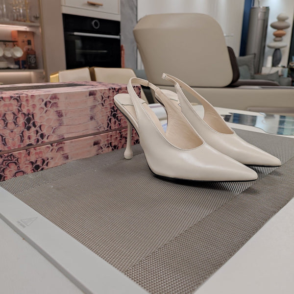 Jimmy 25 Slingback Pump Heels White Nappa Leather 240027