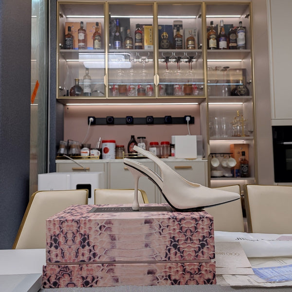 Jimmy 25 Slingback Pump Heels White Nappa Leather 240027