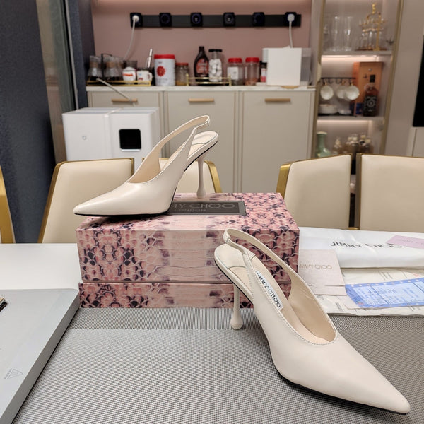 Jimmy 25 Slingback Pump Heels White Nappa Leather 240027