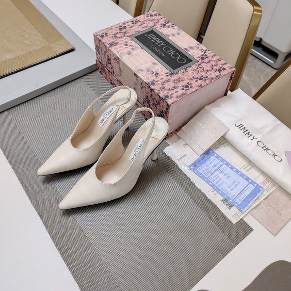 Jimmy 25 Slingback Pump Heels White Nappa Leather 240027