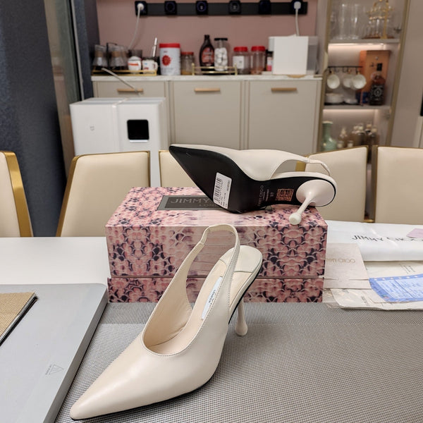 Jimmy 25 Slingback Pump Heels White Nappa Leather 240027