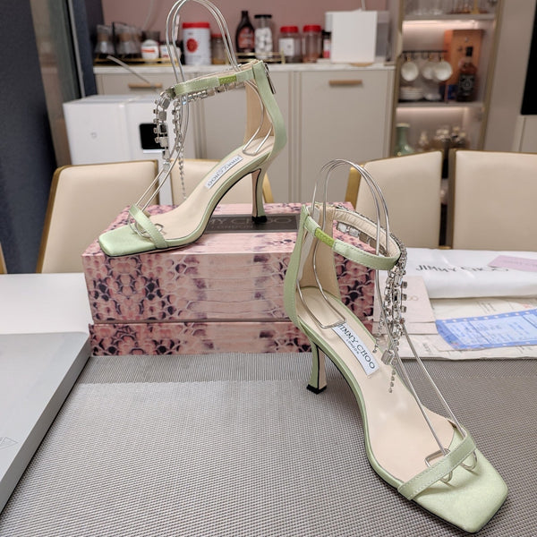 Jimmy 25 Verity Sandal 70 Nyanza Green Silk 240032