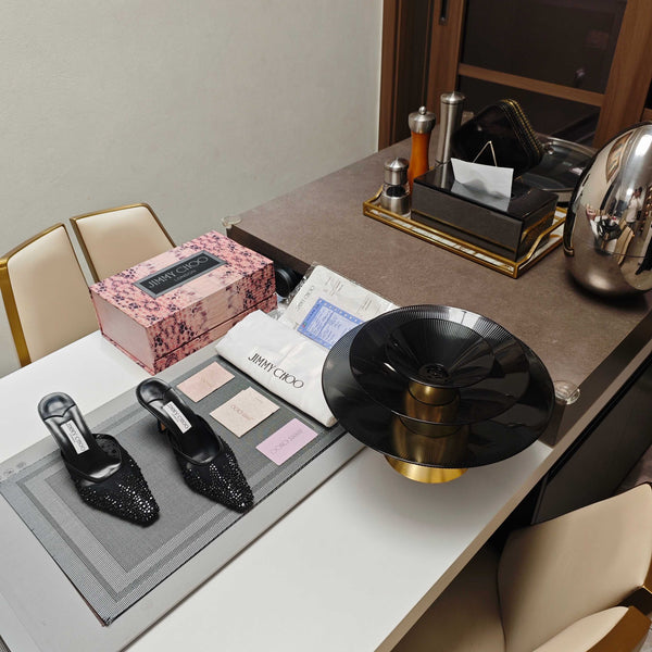 Jimmy 25 Vivi 100 Mule Black Mesh Gauze 240051