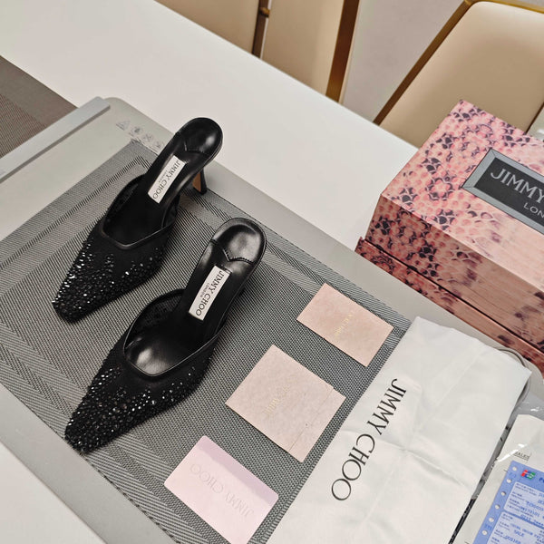 Jimmy 25 Vivi 100 Mule Black Mesh Gauze 240051