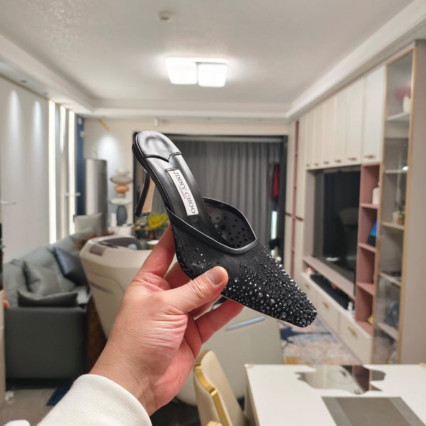 Jimmy 25 Vivi 100 Mule Black Mesh Gauze 240051