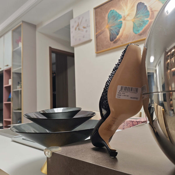 Jimmy 25 Vivi 100 Mule Black Mesh Gauze 240051