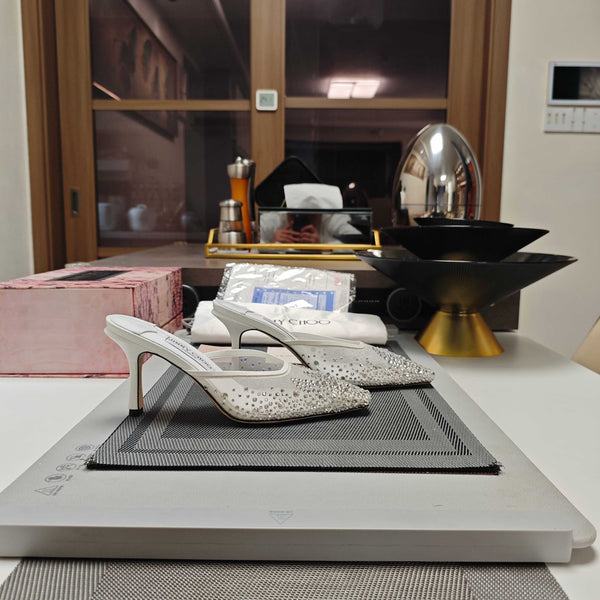 Jimmy 25 Vivi 100 Mule White Mesh Gauze 240052