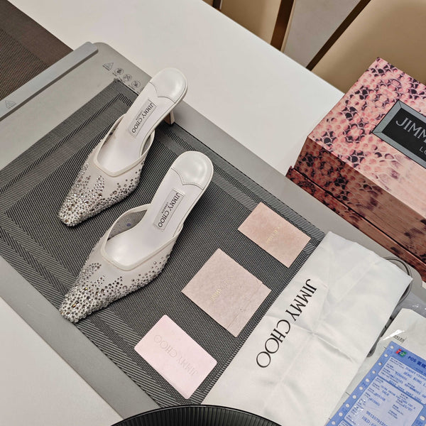 Jimmy 25 Vivi 100 Mule White Mesh Gauze 240052