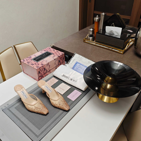 Jimmy 25 Vivi 100 Mule Cream Mesh Gauze 240053