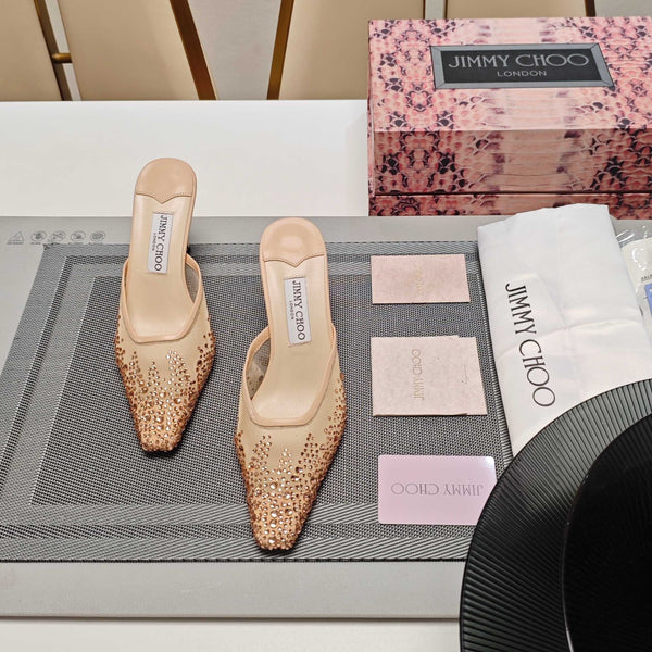 Jimmy 25 Vivi 100 Mule Cream Mesh Gauze 240053