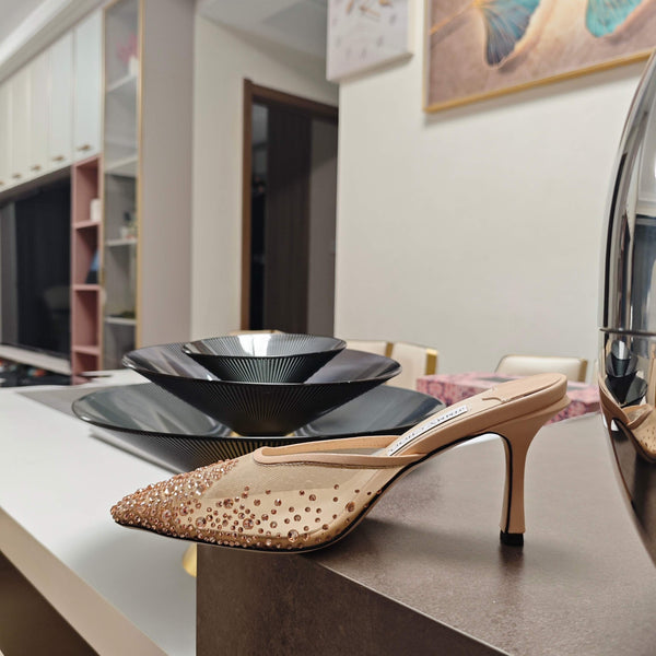 Jimmy 25 Vivi 100 Mule Cream Mesh Gauze 240053