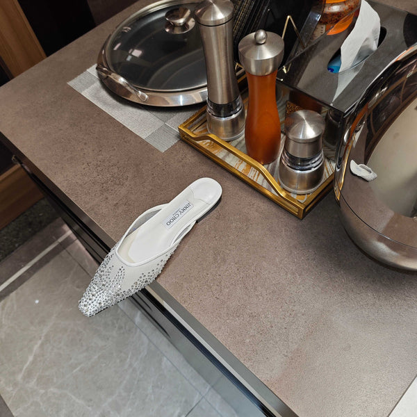 Jimmy 25 Mule Flats White Mesh Gauze 240056