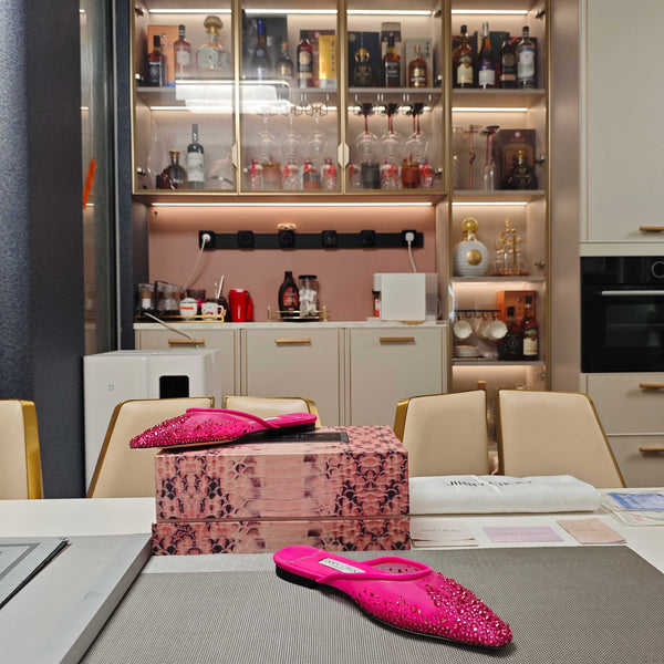 Jimmy 25 Mule Flats Deep Pink Mesh Gauze 240057