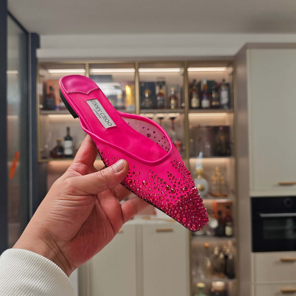 Jimmy 25 Mule Flats Deep Pink Mesh Gauze 240057