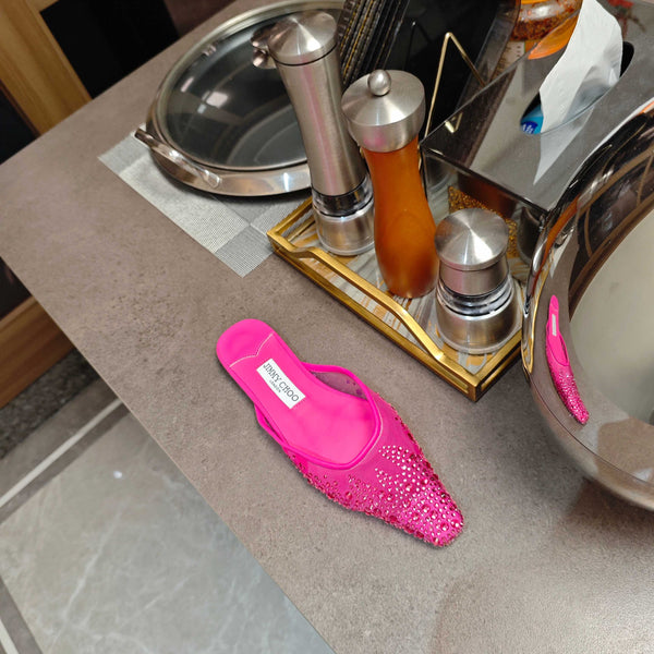 Jimmy 25 Mule Flats Deep Pink Mesh Gauze 240057