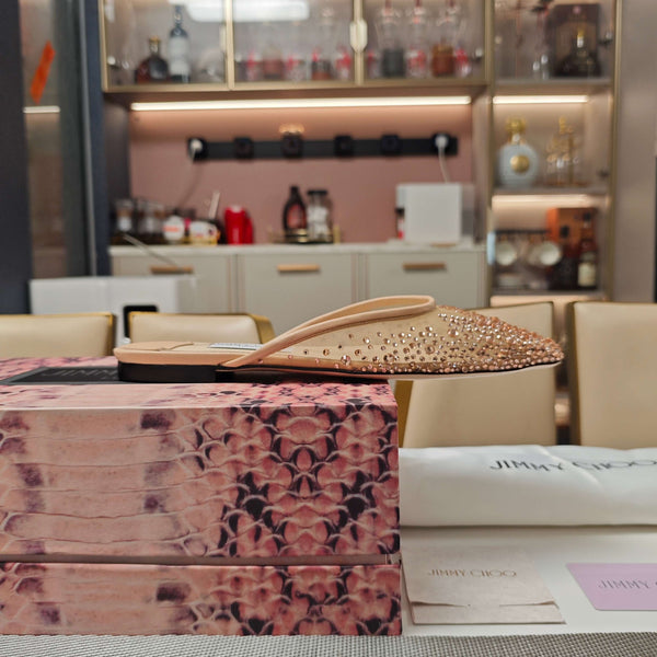 Jimmy 25 Mule Flats Cream Mesh Gauze 240058