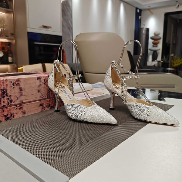 Jimmy 25 Stevie 80 Pumps White Satin 240060