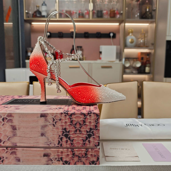 Jimmy 25 Stevie 80 Pumps Red mix White Satin 240061