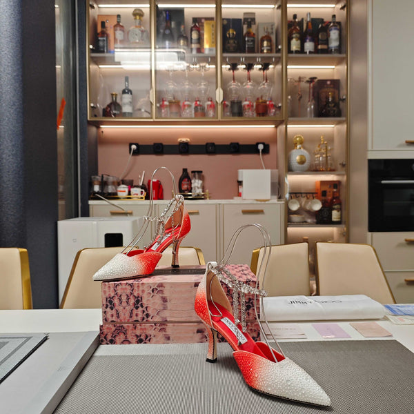 Jimmy 25 Stevie 80 Pumps Red mix White Satin 240061