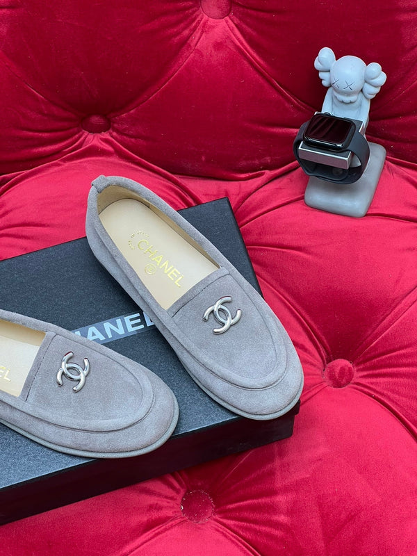 CC Moccasins Grey Suede And Lambskin