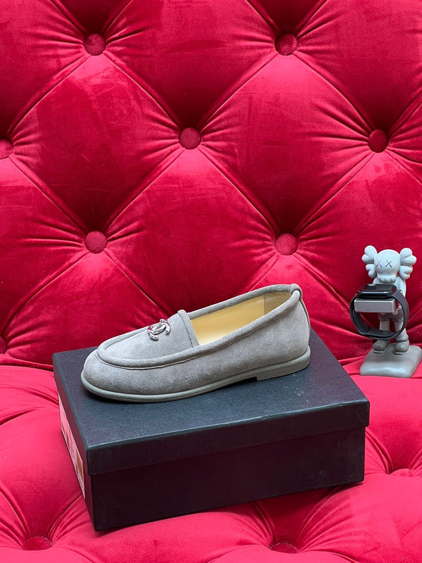 CC Moccasins Grey Suede And Lambskin