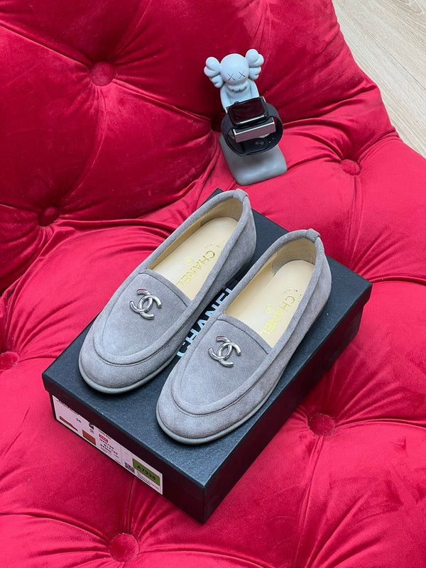 CC Moccasins Grey Suede And Lambskin