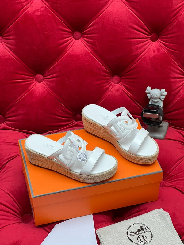 HM Lthea Espadrille White Calfskin And Jute Rope 969494