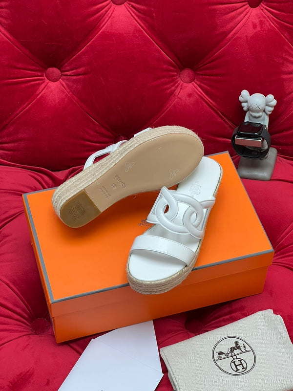 HM Lthea Espadrille White Calfskin And Jute Rope 969494