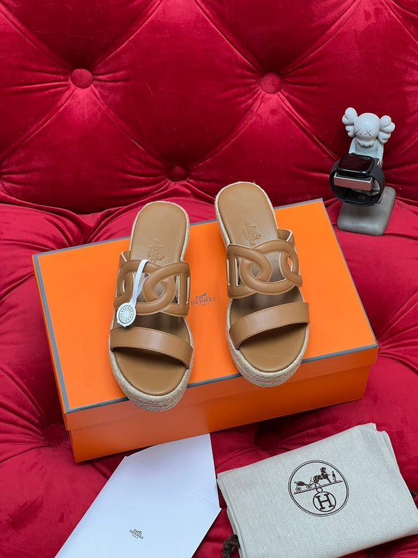 HM Lthea Espadrille Brown Calfskin And Jute Rope 969496