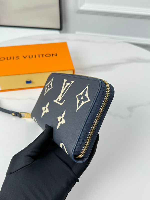 LV Zippy Wallet Black Beige Monogram Empreinte Leather 221539