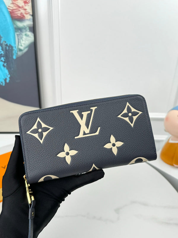 LV Zippy Wallet Black Beige Monogram Empreinte Leather 221539