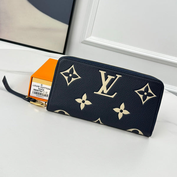 LV Zippy Wallet Black Beige Monogram Empreinte Leather 221539